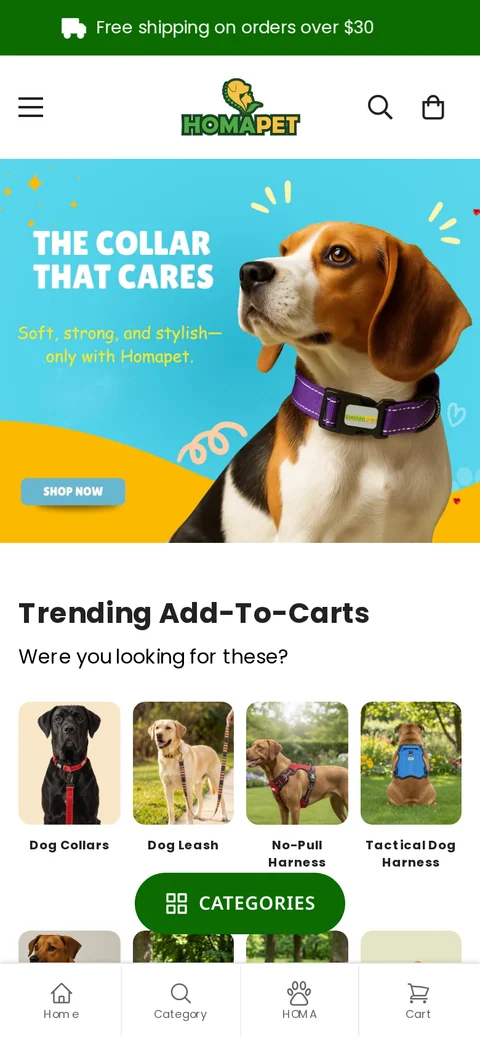 Homapet mobile website preview