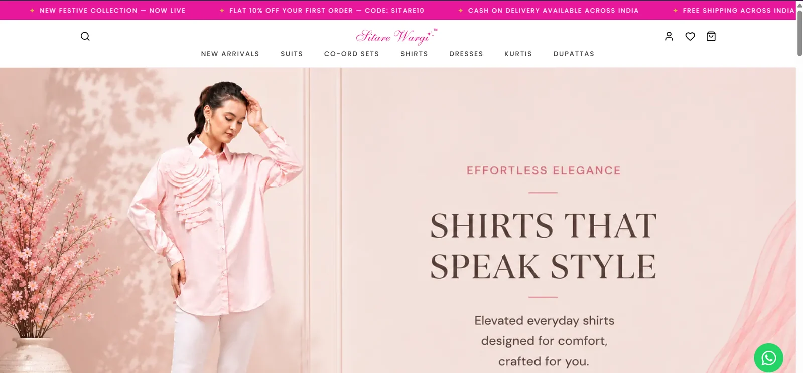 Sitare Wargi desktop website preview