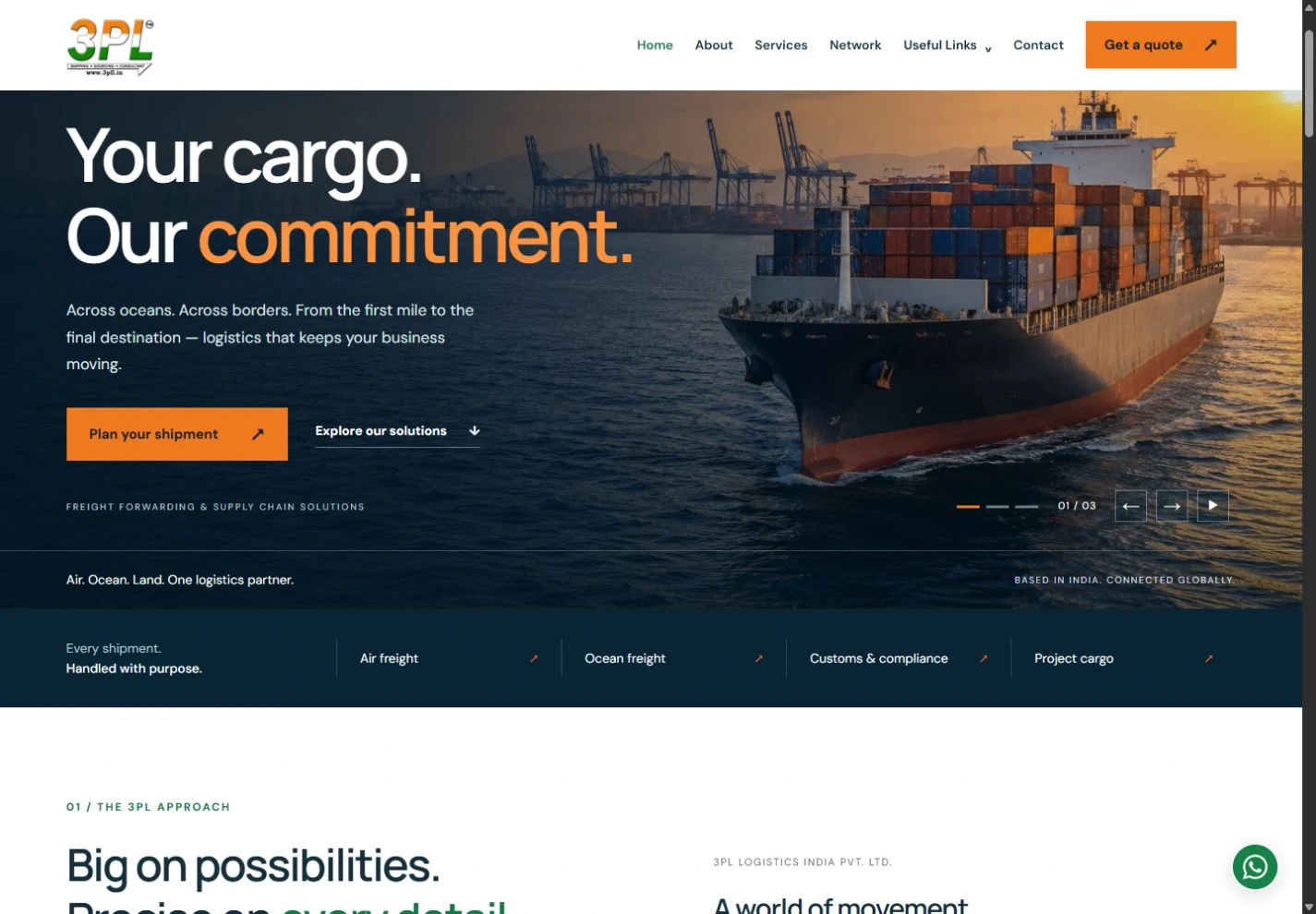3PL Logistics India desktop website preview