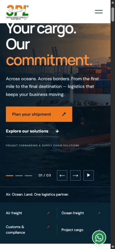 3PL Logistics India mobile website preview