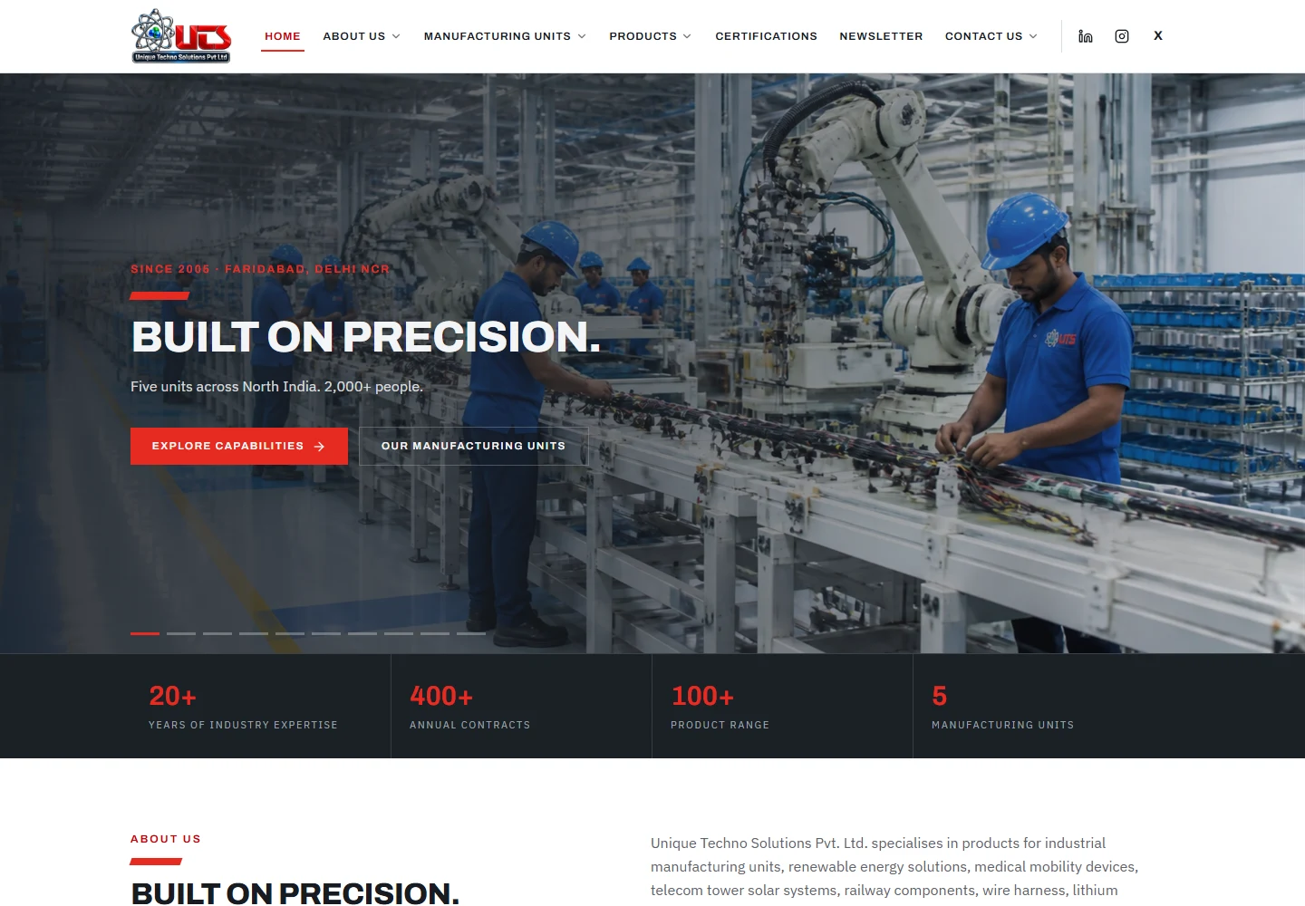 Unique Techno Solutions desktop website preview